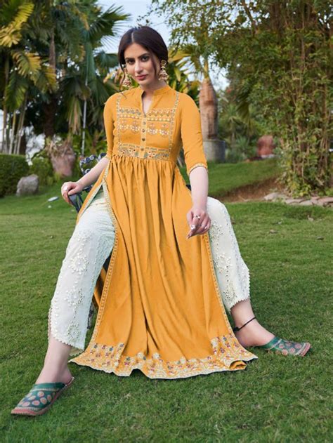 Roohi Kurti With Pant Pista 42 Designs For Dresses Long Kurti Designs Fancy Dress Design