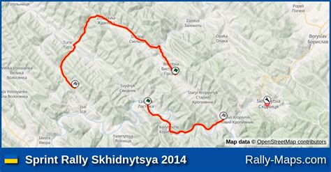 Streckenverlauf Sprint Rally Skhidnytsya 2014 RallyeKarte De