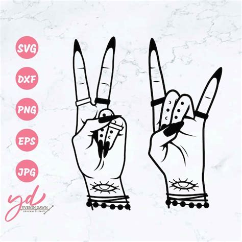 Witch Hands Svg Peace Fingers Peace Sign Rock N Roll Etsy