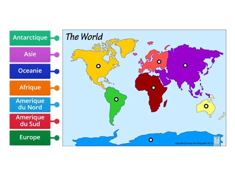 Label Map With Continents In French Labelled Diagram