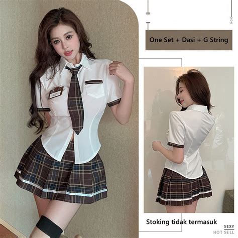 Jual Lingerie Seksi Siswa Hot JK Seragam Malam Sexy Cosplay Kostum Set