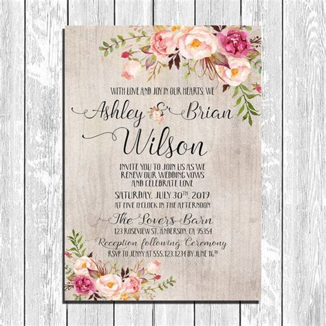 Vow Renewal Invitation Wedding Invitation Bohemian Rustic Wedding