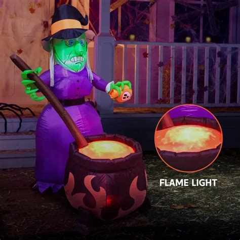 Spooky Inflatable Witch With Cauldron Decoration 6ft