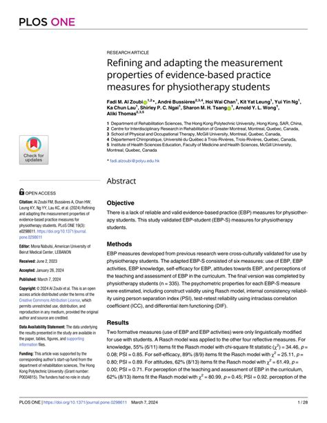 Pdf Refining And Adapting The Measurement Properties Of Evidence