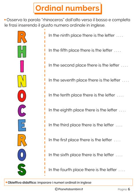 I Numeri Ordinali In Inglese Schede Per La Scuola Primaria