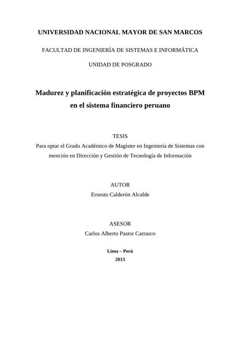 Pdf Madurez Y Planificación Estratégica De Proyectos Bpm