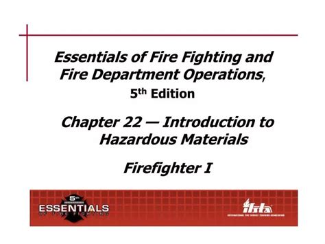 Ppt Essentials Of Fire Fighting And Fire Department Operations Th