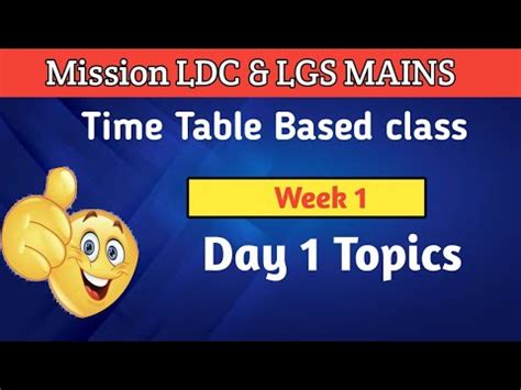 Day Lgs Ldc Mains Weekly Time Table Classes Lgs Mains Psc Ldc Mains