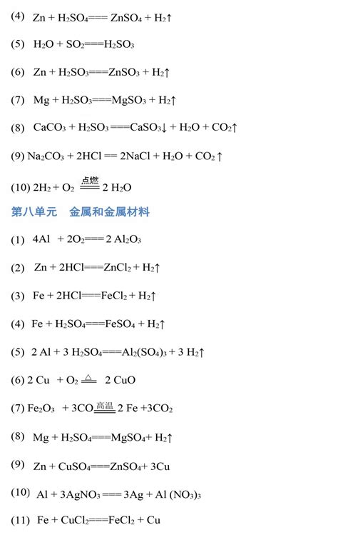 中考化学：初中化学方程式大全！