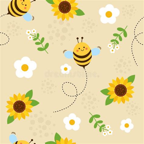 Background with Cute Bee Cartoon Stock Vector - Illustration of decoration, nature: 295975633