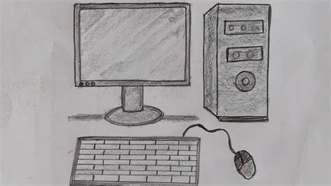 How To Draw Desktop Computer Drawing Easy Step By Step Computer Parts