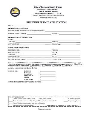 FL Building Permit Application City Of Daytona Beach Shores 2021 2024