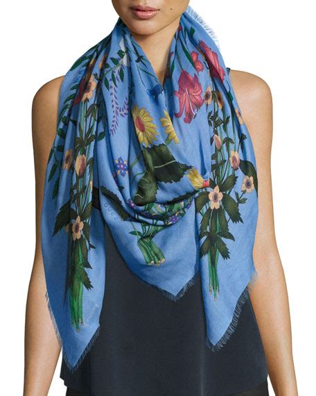 Gucci New Flora Shawl Blue