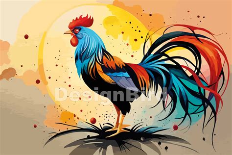 Rooster Watercolor Art Graphic by Designbird · Creative Fabrica