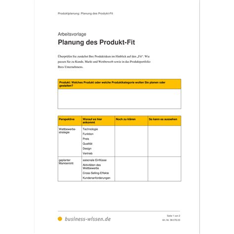 Produktplanung Anleitung Mit Vorlagen