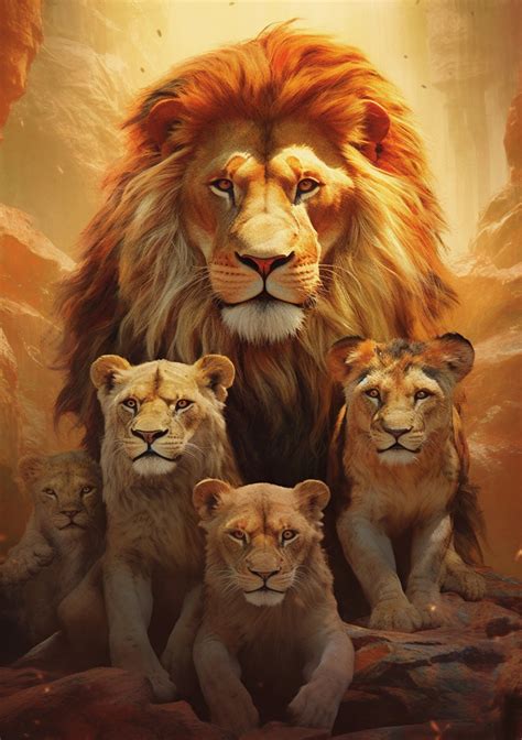 Guardian's Legacy Male Lion and Cubs 7 Digital Print - Etsy