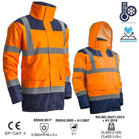 Geaca De Iarna Hi Viz Reflectorizanta Keta Portocaliu Albastru Inchis