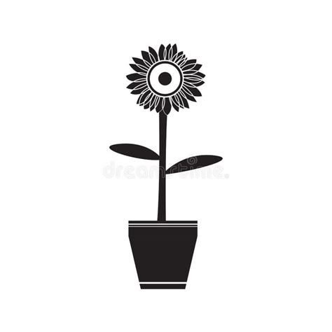 Cute Flower on a Pot Silhouette Stock Vector - Illustration of design, graphic: 110986094