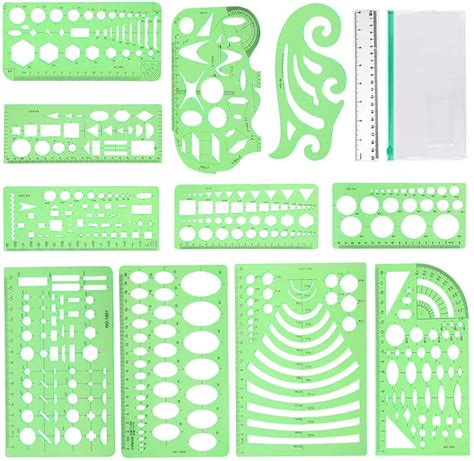 Buy 12Pcs Geometric Stencils,Drawing Tools Drafting Templates,Circle ...