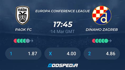 Paok Fc Vs Dinamo Zagreb Predictions Odds Live Score Stats