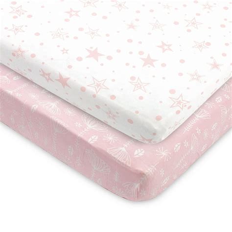 Pack and Play Fitted Sheet, Portable Pack N Plays Mini Crib Sheets, 2 Pack Play Sheets, 100% ...