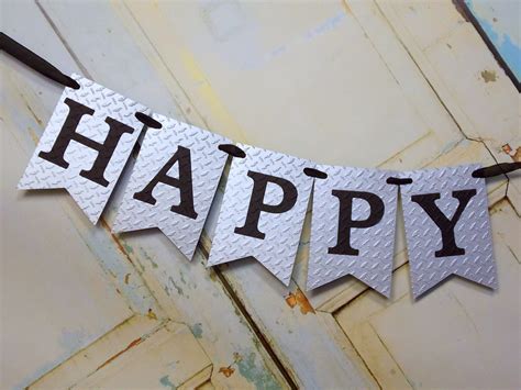 Happy Birthday Banner Add Year Silver And Black Banner Etsy