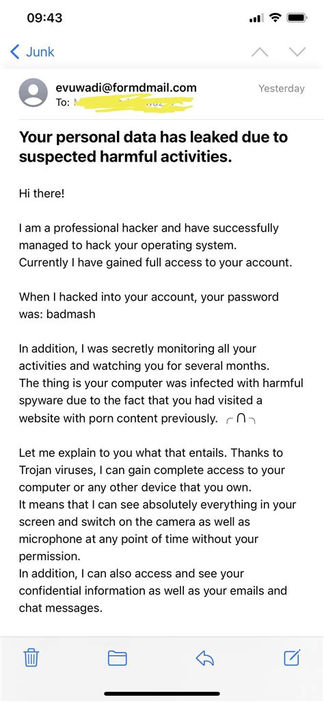 I Couldnt Forward This Sextortion Blackmail Email To Anti Phishing