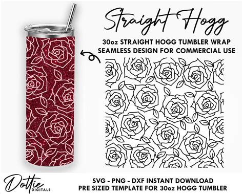 Dottie Digitals Roses Oz Hogg Straight Tumbler Wrap Svg Png Dxf