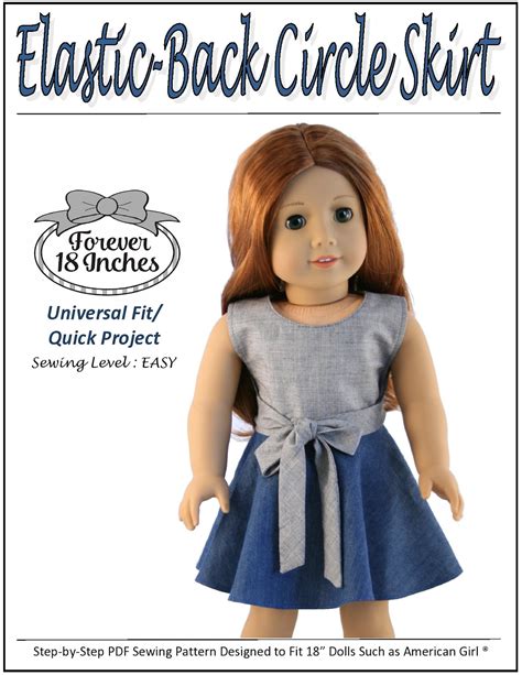 Forever 18 Inches Elastic Back Circle Skirt Doll Clothes Pattern 18