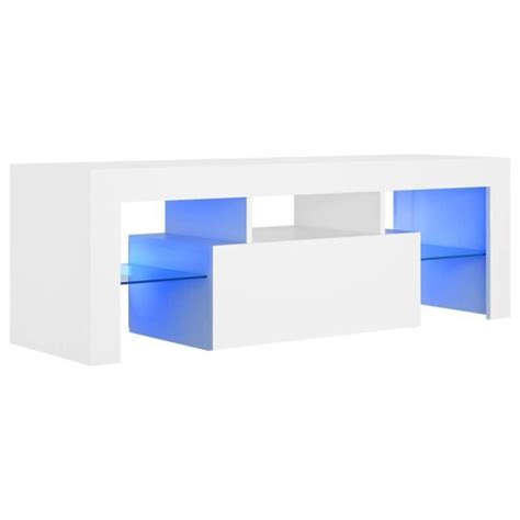 Meuble TV avec lumières LED Blanc 120x35x40 cm SWT Cdiscount Maison