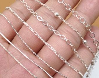 Sterling Silver Flat Cable Chain Bulk Hammered Cable Chain Etsy