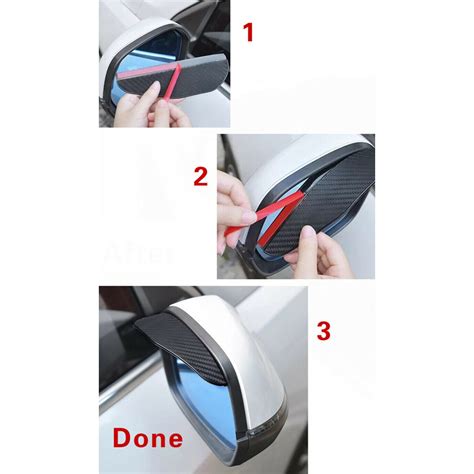 2 Pack Carbon Fibre Car Rear View Side Mirror Rain Board Eyebrow Guard