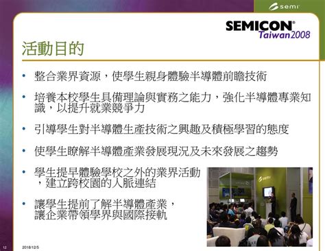 Semicon Taiwan 年9月9 11日 全球最具影響力的半導體產業活動 Semi Taiwan 2018125 Ppt