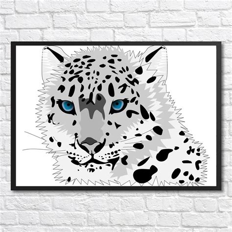 Poster Snow Leopard Art Minimal Painting Wall Art Print Minimalist