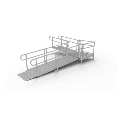 Ez Access Pathway 16 Ft L Shaped Aluminum Wheelchair Ramp Kit Wsolid