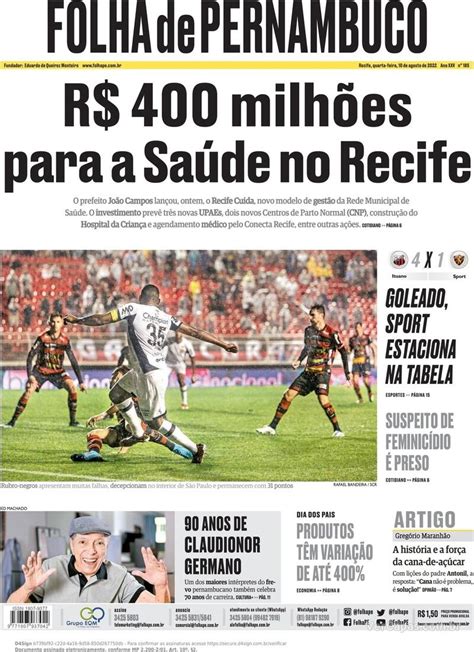 Capa Folha de Pernambuco Terça 18 de Dezembro de 2018