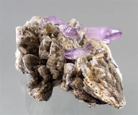 Quartz Var Amethyst On Calcite GeoKrazy Minerals