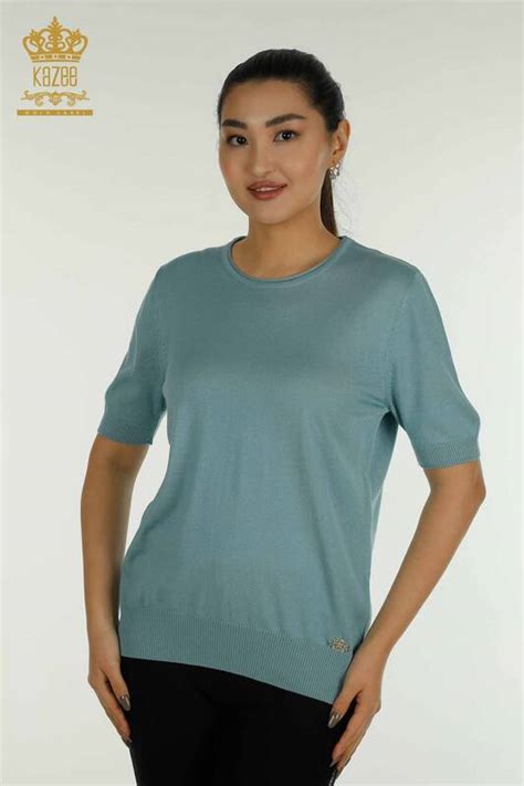 Pull en tricot pour femmes en gros modèle américain menthe 15943 KAZEE