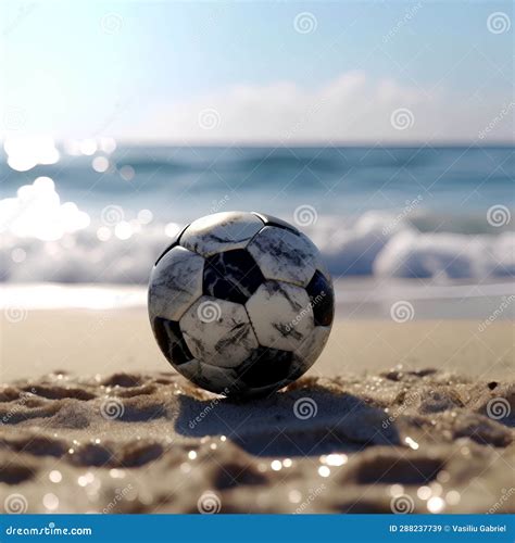 Soccer Ball On The Beach For Advertising Stock Illustration Illustration Of Snow Rock 288237739