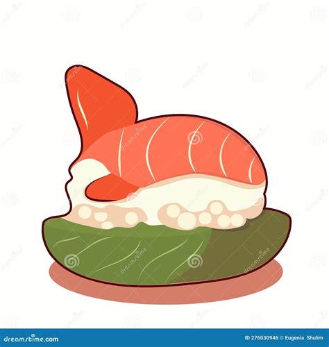 Icono Del Sushi Lindo Al Estilo Kawaii Con Cara Sonriente Y Mejillas