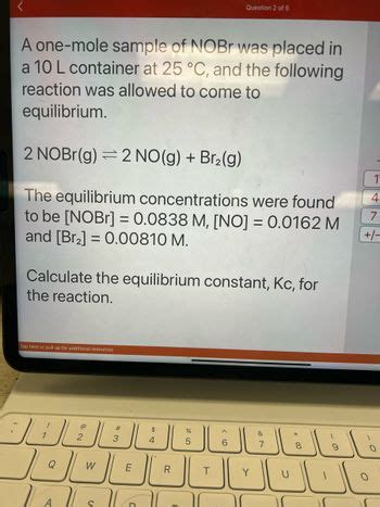 Answered A One Mole Sample Of NOBr Was Placed In Bartleby