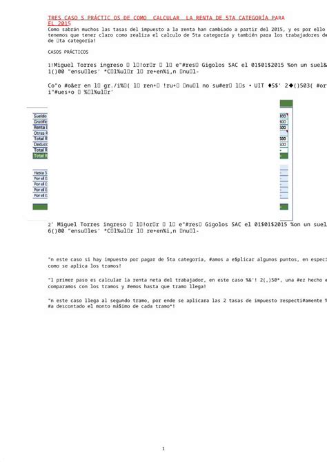 DOCX Tres Casos Prácticos de Como Calcular La Renta de 5ta Categoría