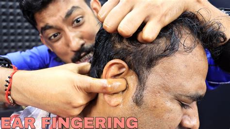 Ear Fingering And Ear Massage With Heavy Oil Head Massage Ear Cracking Neck Cracking