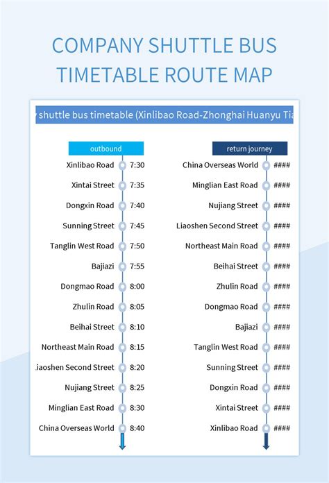 Company Shuttle Bus Timetable Route Map Excel Template And Off