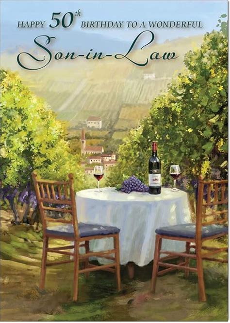 Son In Law 50th Birthday Card Sunshine And Wine Medium Sized Card