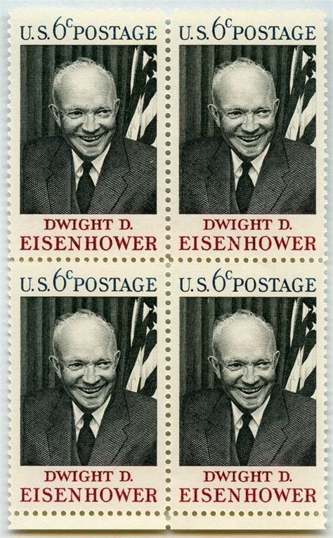 1969 6c Dwight D Eisenhower 4 Stamp Block 1383 MNH