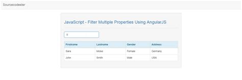 Javascript Filter Multiple Properties Using Angularjs Sourcecodester