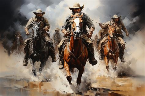 Wild West Painting of Cowboys, Majestic Art Piece, Rustic Art, Emerging ...