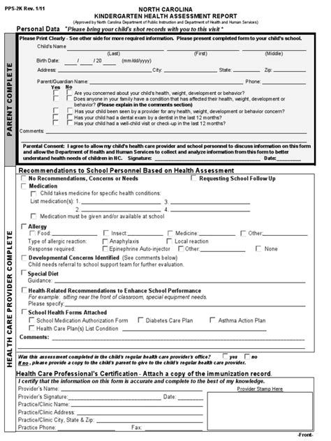 Kha 1 11 Kindergarten Health Assessment Report Ncdhhs Ncdpi Pdf Body Mass Index Allergy