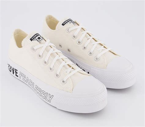 Converse All Star Low Platform Trainers Egret White Black Love Fearlessly Women S Trainers